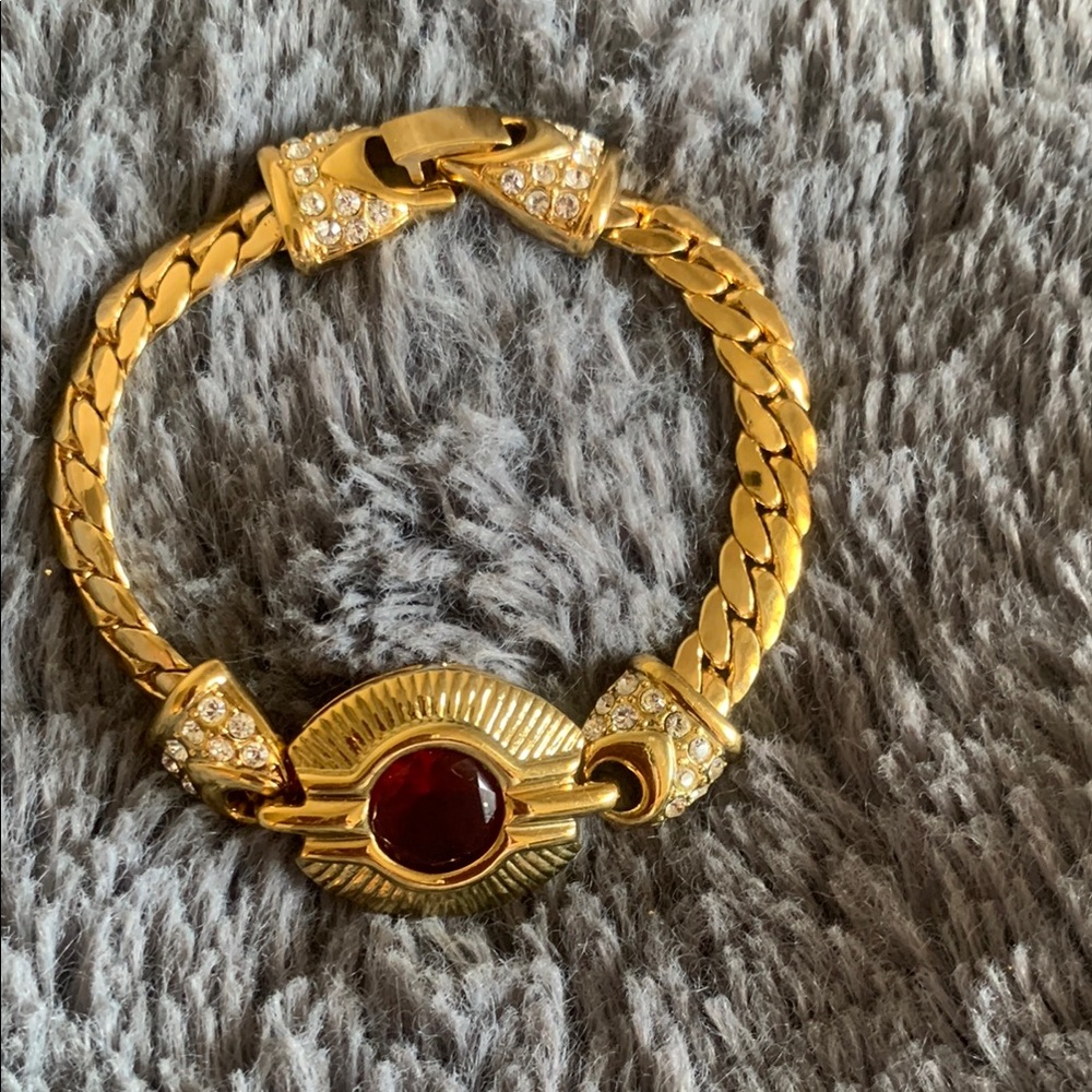 Jacqueline Kennedy Simulated Round Ruby Bracelet. Pre-owned in great condition.